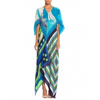 MORPHEW COLLECTION Bias Cut Vintage Geometric Print Scarf Kaftan Dress