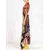 MORPHEW COLLECTION Red & Gold Status Print Silk Backless 3-Scarf Dress