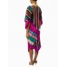 MORPHEW COLLECTION Pink & Blue Multicolored Silk Geometric Stripe 2-Scarf Dress Made From Vintage Scarves