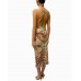 MORPHEW COLLECTION Cream & Orange Silk Twill Paisley Print Scarf Dress Made From  Vintage Scarves