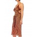 Morphew Collection Brown & Gold Multicolored Silk Geometric Scarf Dress Made From Valentino Vintage