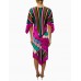 MORPHEW COLLECTION Pink & Blue Multicolored Silk Geometric Stripe 2-Scarf Dress Made From Vintage Scarves