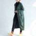 green vintage women long parka coat plus size v neck woolen trench long cardigans