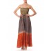 MORPHEW COLLECTION Hand Dyed Shibori Silk & Metalilc Gold Indian Embroidered Strapless Gown