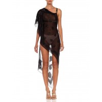 MORPHEW ATELIER Black Silk & Lurex Chiffon Dress Made From John Galliano Scarf