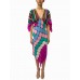 MORPHEW COLLECTION Pink & Blue Multicolored Silk Geometric Stripe 2-Scarf Dress Made From Vintage Scarves