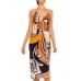 MORPHEW COLLECTION Brown & Orange Silk Twill Sagittarius Scarf Dress Made From Vintage Scarves