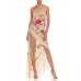 MORPHEW COLLECTION Beige Bias Cut Fringed Dress Made From 1920S Hand-Embroidered Silk