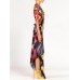 MORPHEW COLLECTION Red & Gold Status Print Silk Backless 3-Scarf Dress