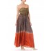 MORPHEW COLLECTION Hand Dyed Shibori Silk & Metalilc Gold Indian Embroidered Strapless Gown