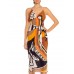 MORPHEW COLLECTION Brown & Orange Silk Twill Sagittarius Scarf Dress Made From Vintage Scarves