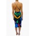 MORPHEW COLLECTION Black, Yellow, Green & Red Silk Geometric Scarf Dress Made From Louis Feraud Vintage