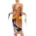 MORPHEW COLLECTION Brown & Orange Silk Twill Sagittarius Scarf Dress Made From Vintage Scarves