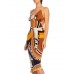 MORPHEW COLLECTION Brown & Orange Silk Twill Sagittarius Scarf Dress Made From Vintage Scarves